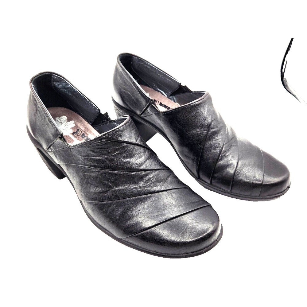 Romika Womens Slip On Mules Shoes Sz 7.5 Black Leather Chunky Comfort EU Sz 39